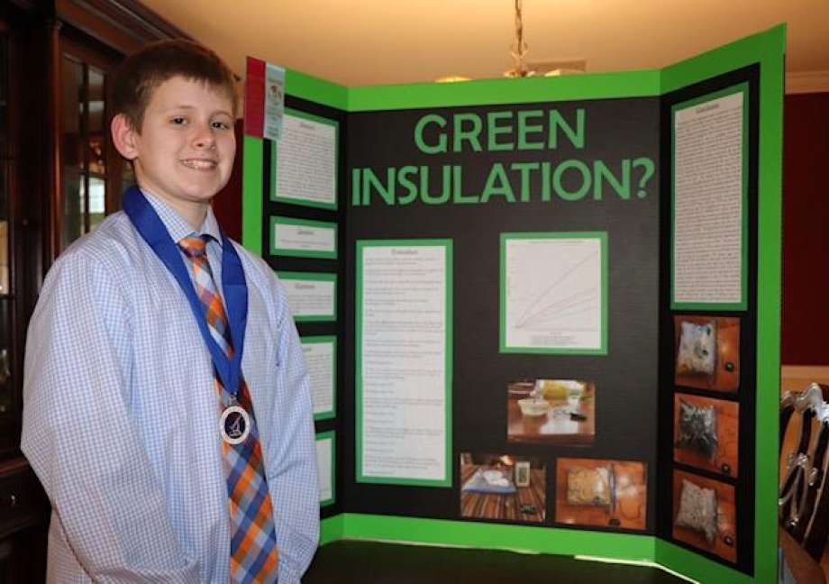 Tyler Fahey, a seventh-grader, was among the students at St. Gregory the Great School in Danbury who were awarded at the CT Science and Engineering Fair. Photo: / Contributed Photo