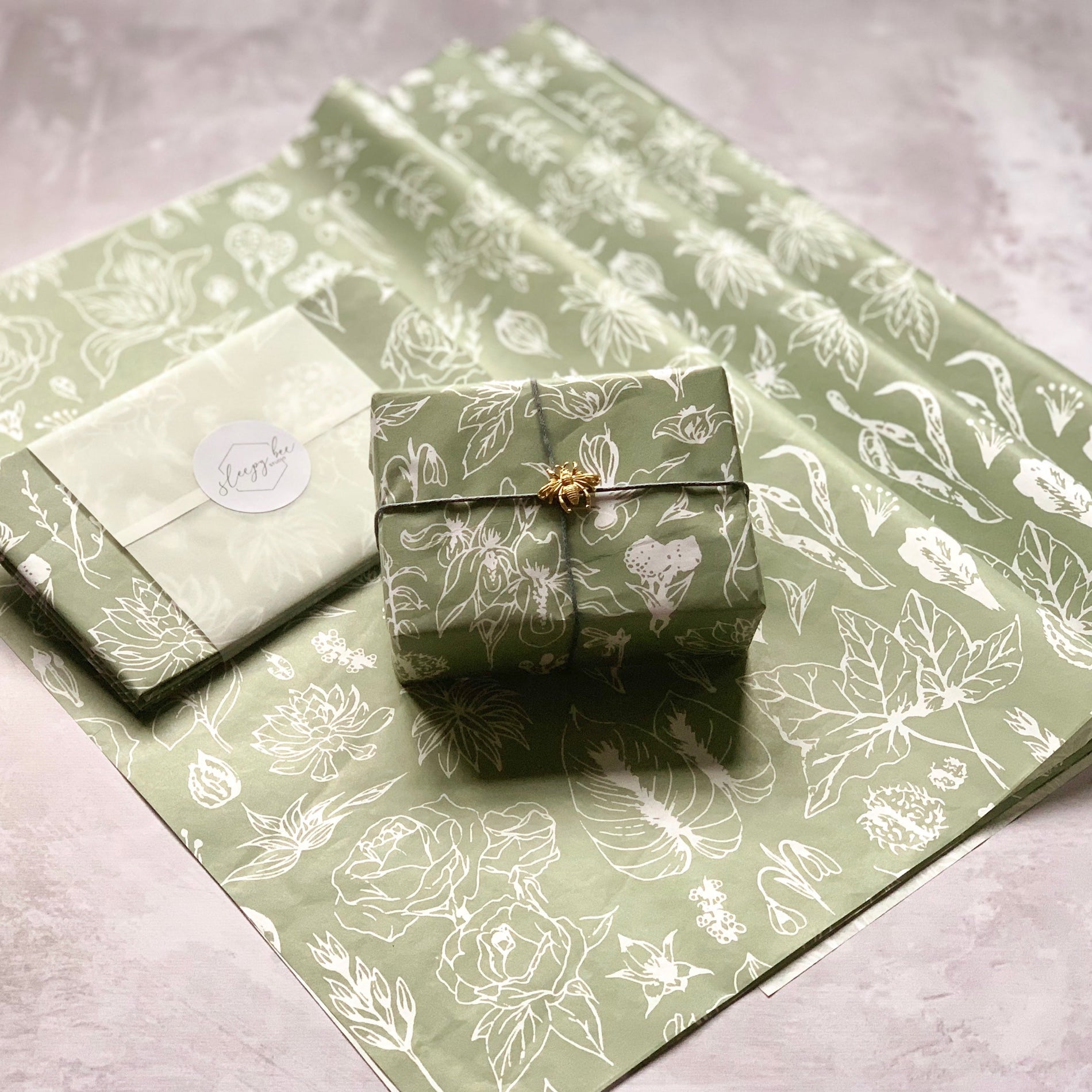 Sleepy Bee Studio Botanical custom tissue paper design