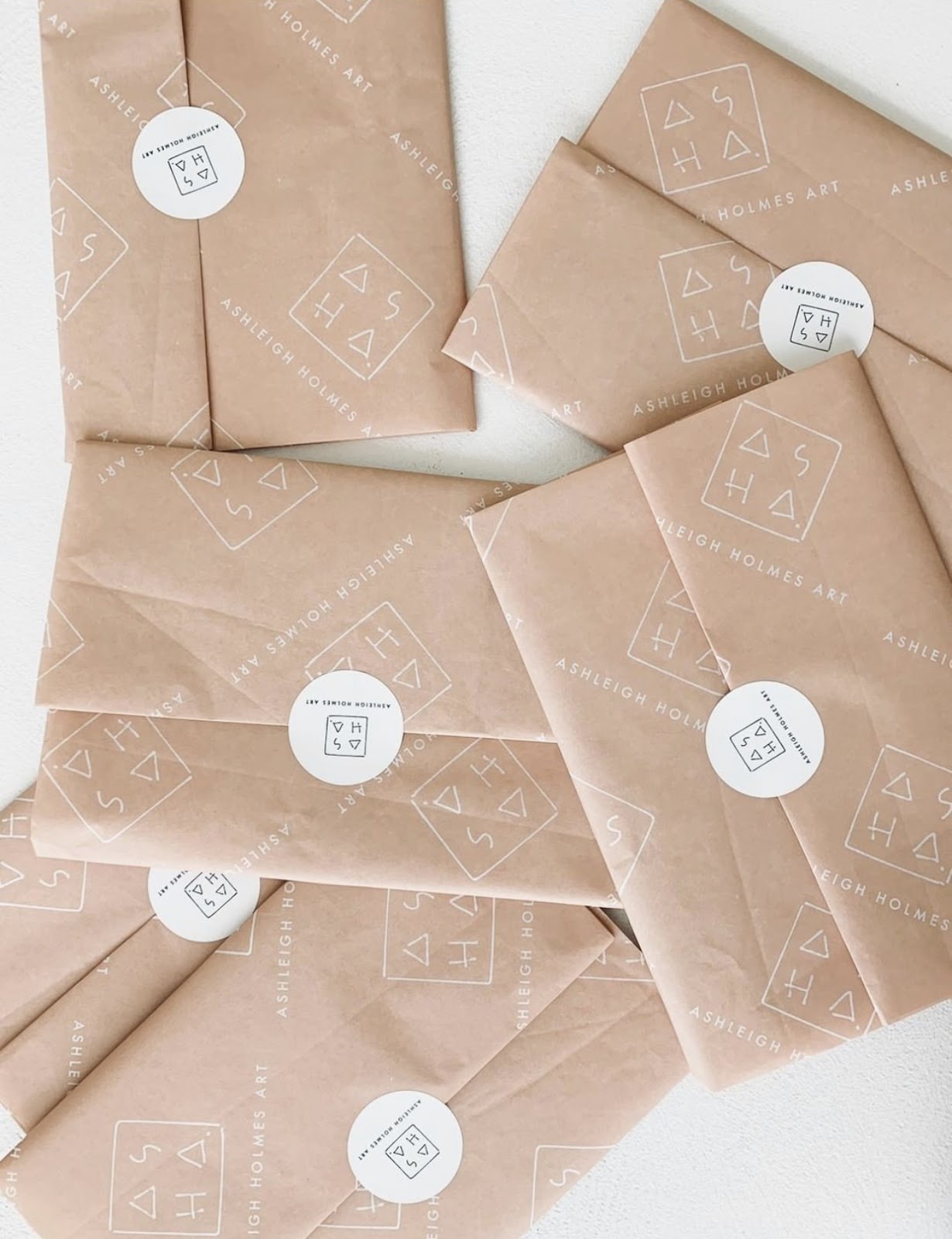 Parcels wrapped in noissue custom tissue paper